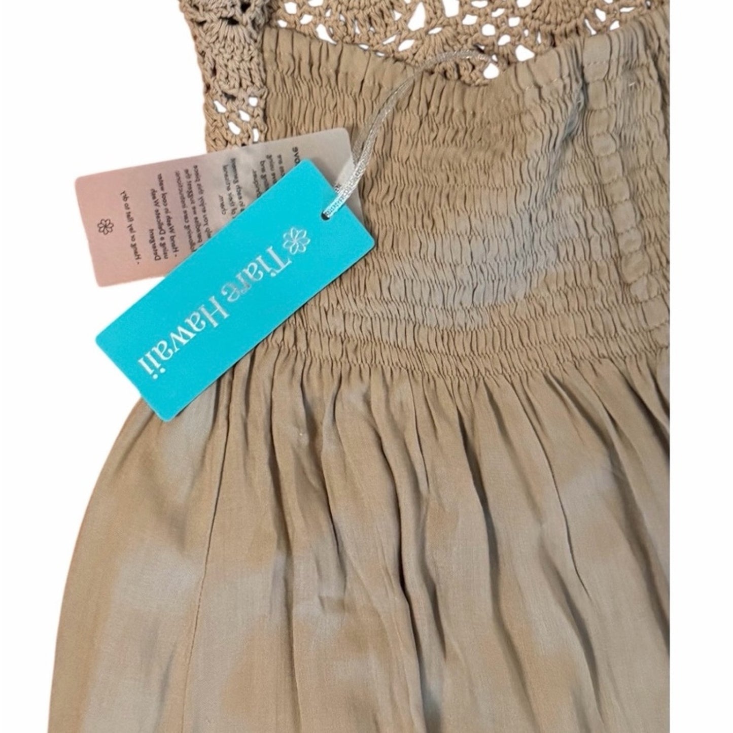 Tiare Hawaii Isabel Macrame Maxi Dress Crochet Halter Lace Boho Resort NWT S/M