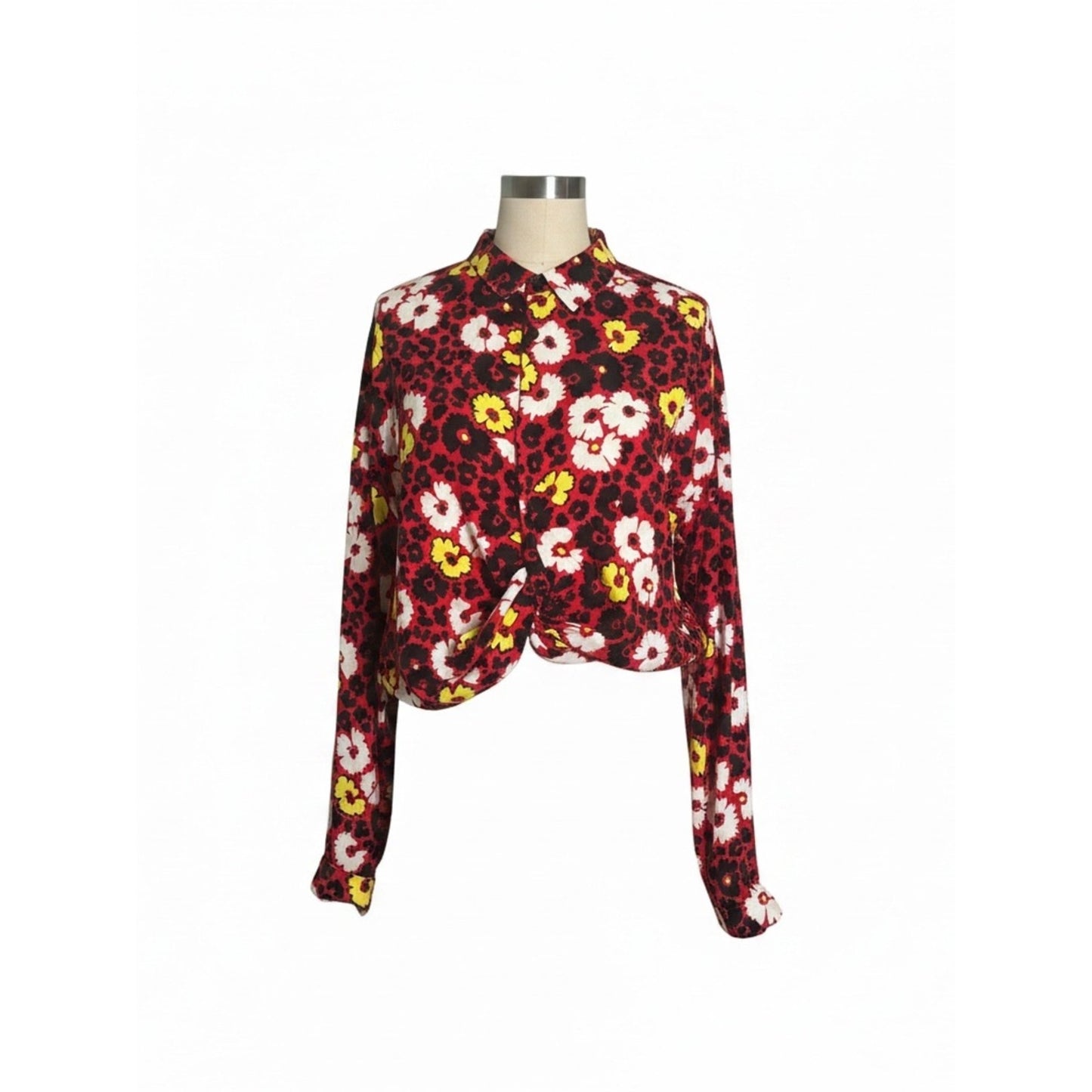 The Kooples Men’s M Animal Print Floral Button Down Shirt Slim Fit Unisex NWT