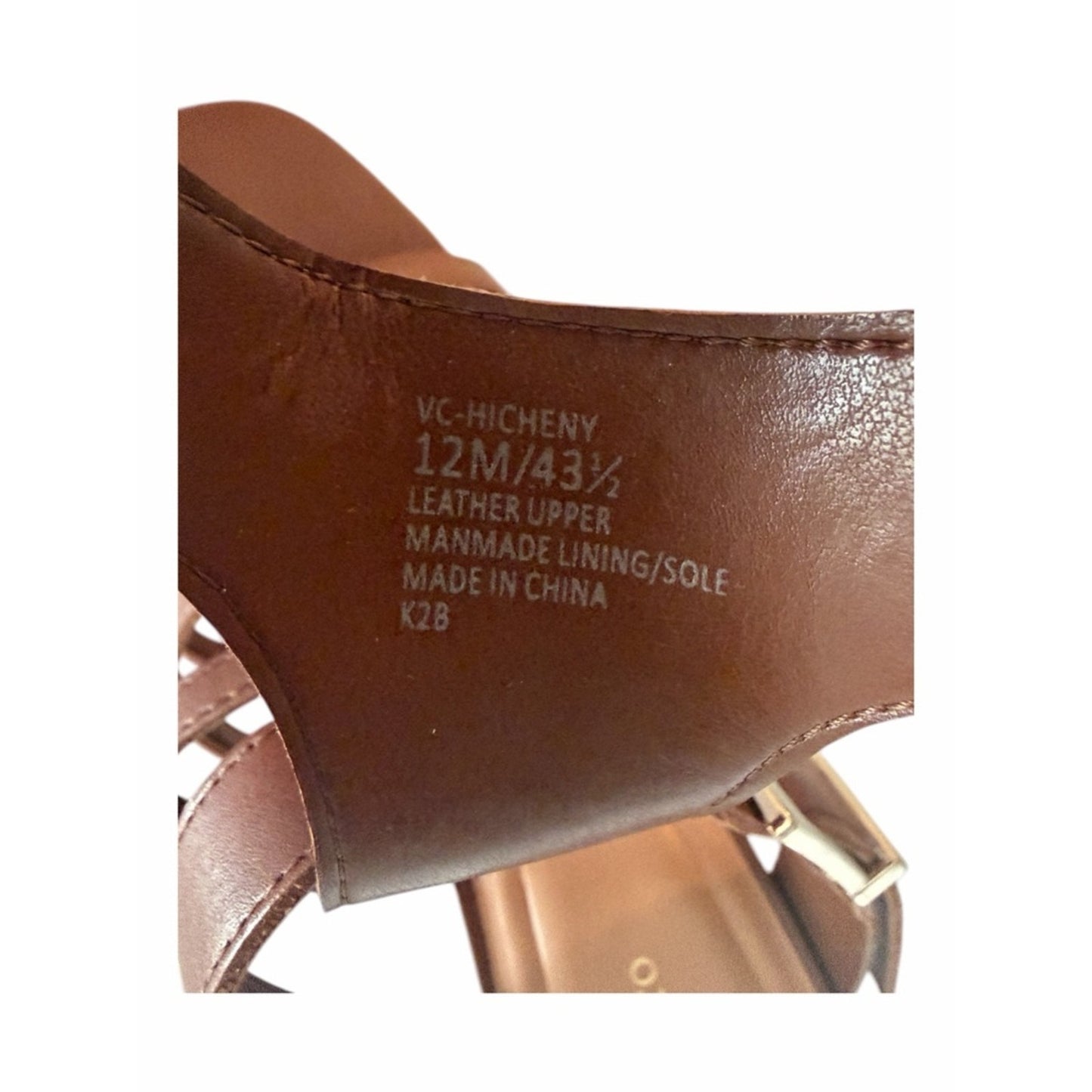 Vince Camuto Hicheny Leather Gladiator Sandals Brown, Block Heel Size 12 NIB