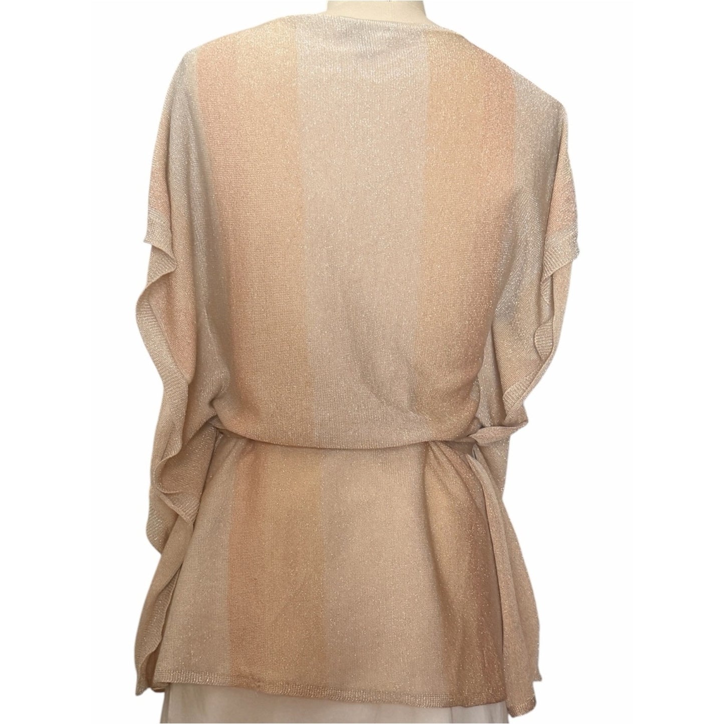 Vintage bebe Silk Metallic Silk Draped Caftan - Sweater -Top - Belted Women’s M