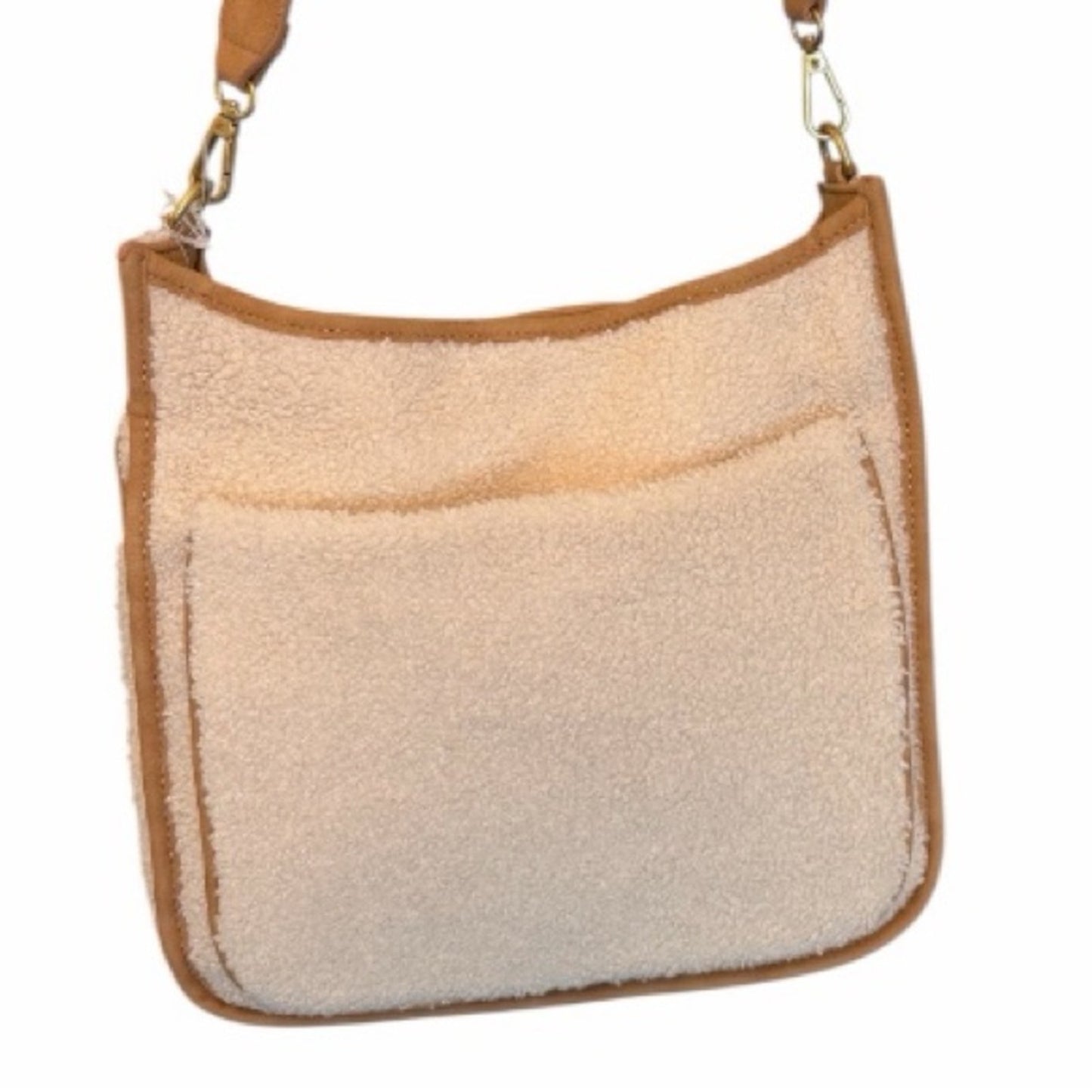 Faux Fur Sherpa Fairycore Crossbody & Shoulder Bag – 2 Straps – Cream/Tan – NWT