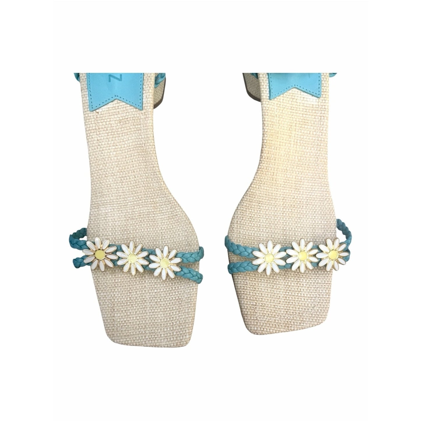 Schutz Hina Mid Daisy Raffia Lace-Up Block Heel Sandals NIB Dust Bag Size 9.5