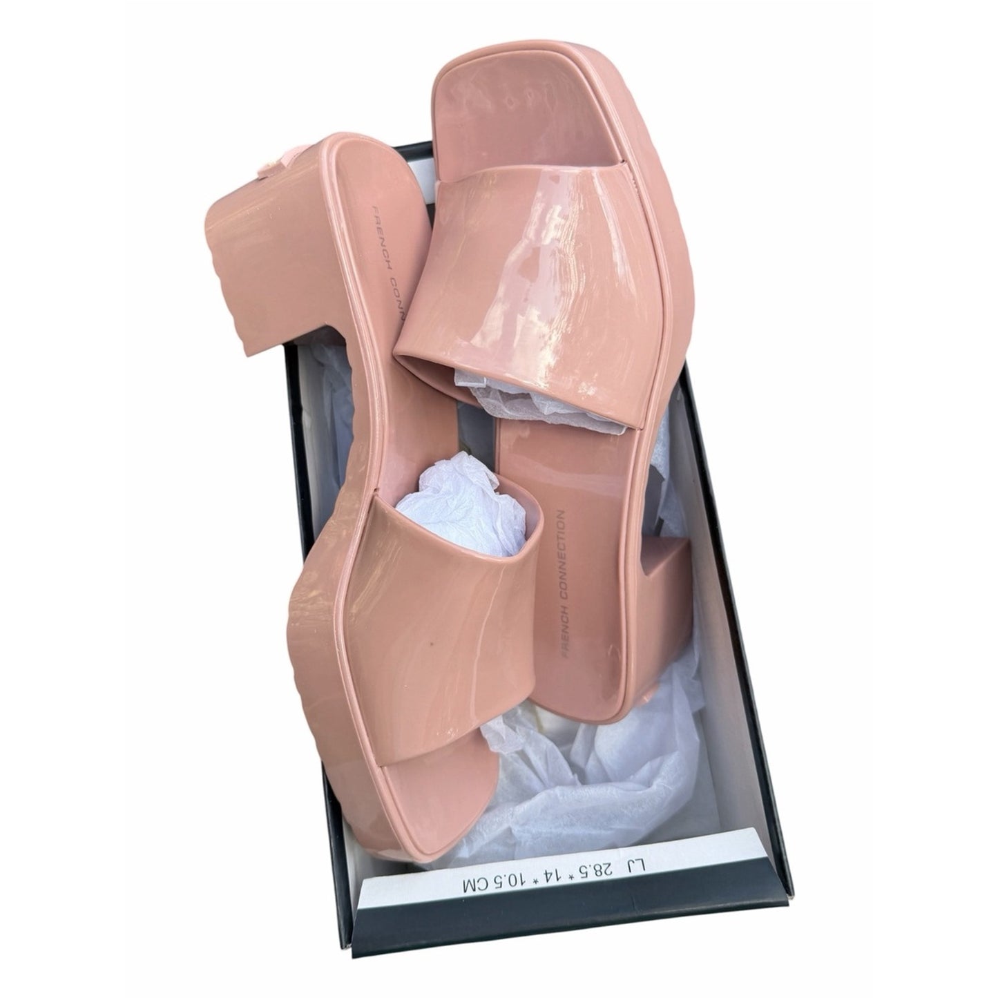 French Connection Blush Jelly Slide Sandals NIB Size 7 Chunky Heel