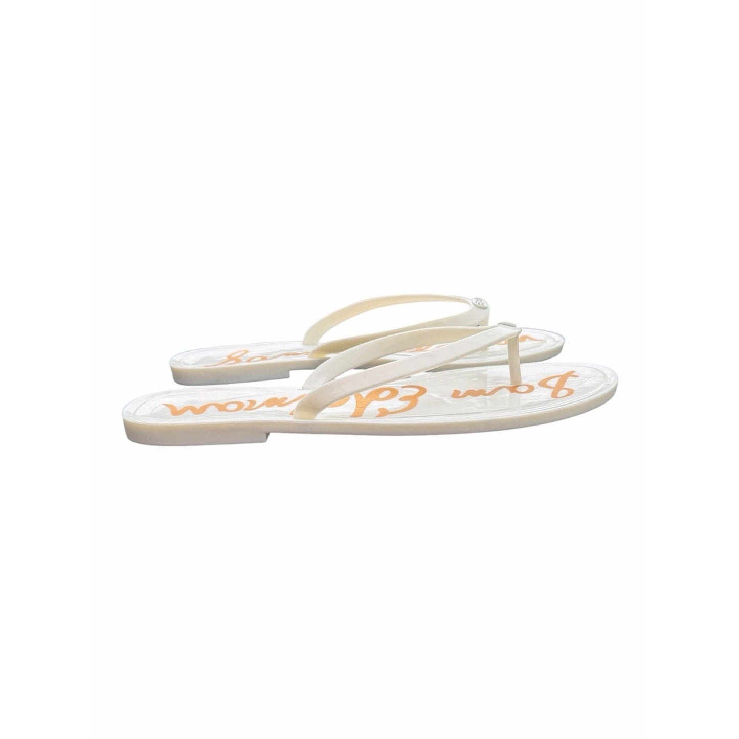 Sam Edelman Dean Jelly Flip Flops White Logo Sandals Size 8 New In Box