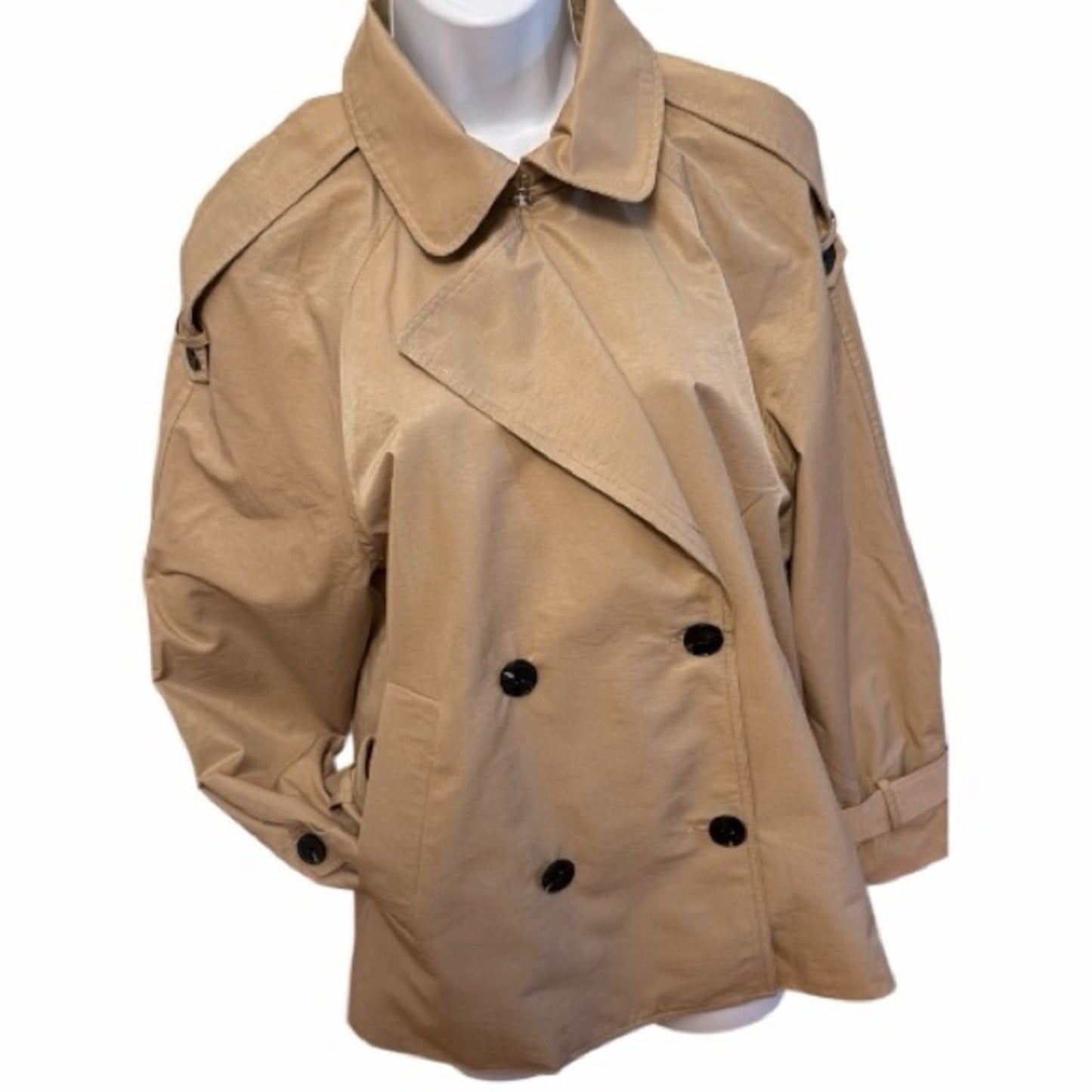 New Avec Les Filles Cropped Trench Coat Khaki Women’s Size L