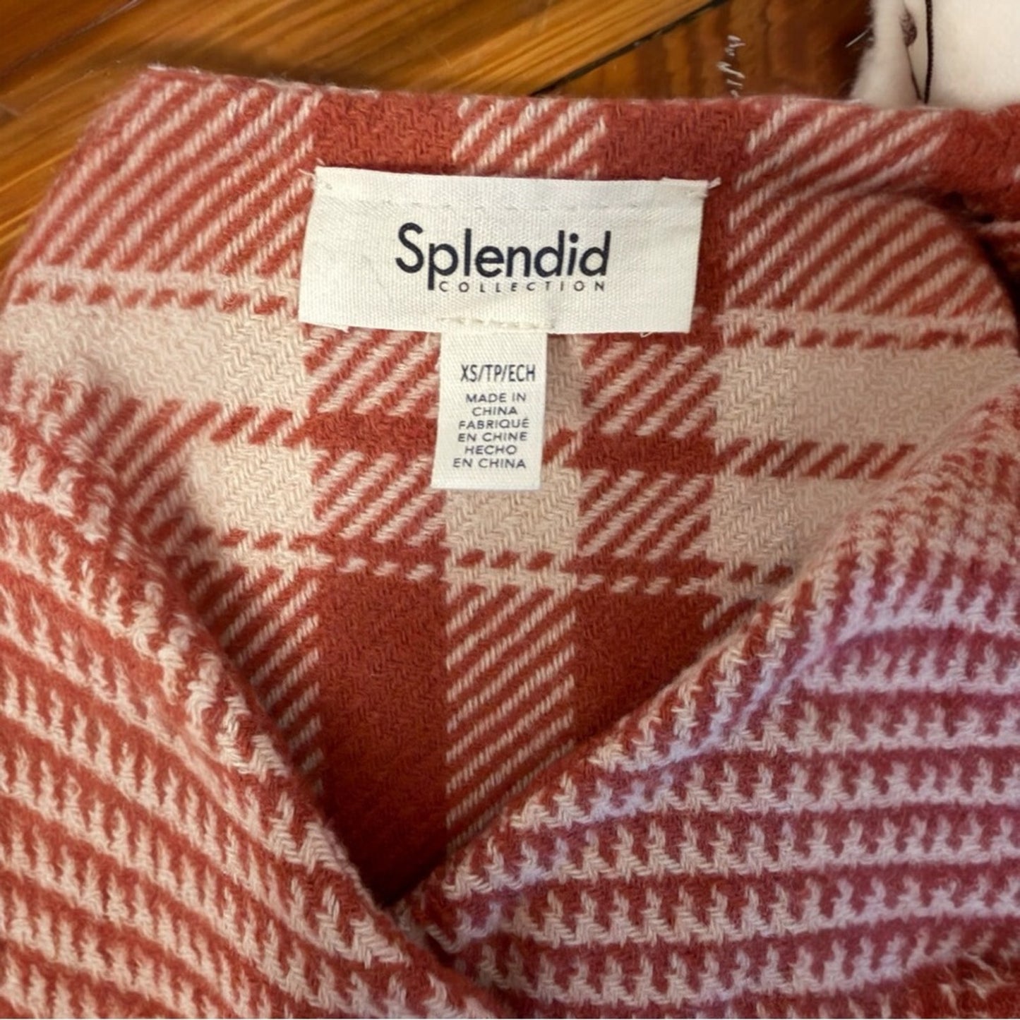 Splendid Reversible Tiffany Plaid 
Jacket - Pink/Cream - Snap Front -Size XS NWT