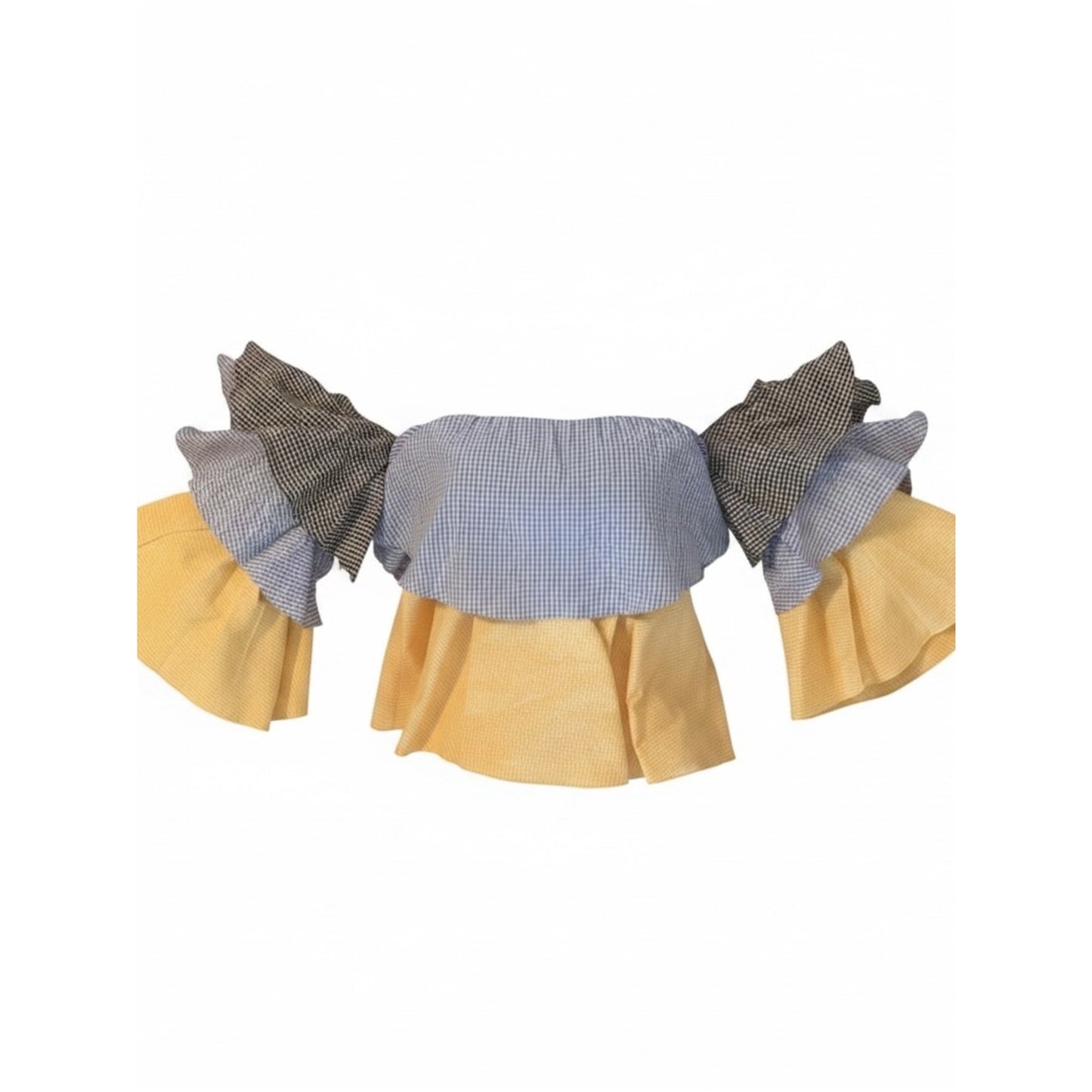 StyleKeepers The Virgo Ruffled Off-the-Shoulder Top | NWT | Med| Multi Gingham