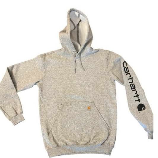 NWT Carhartt Light Gray Men's Hoodie with Sleeve Logo Size Small