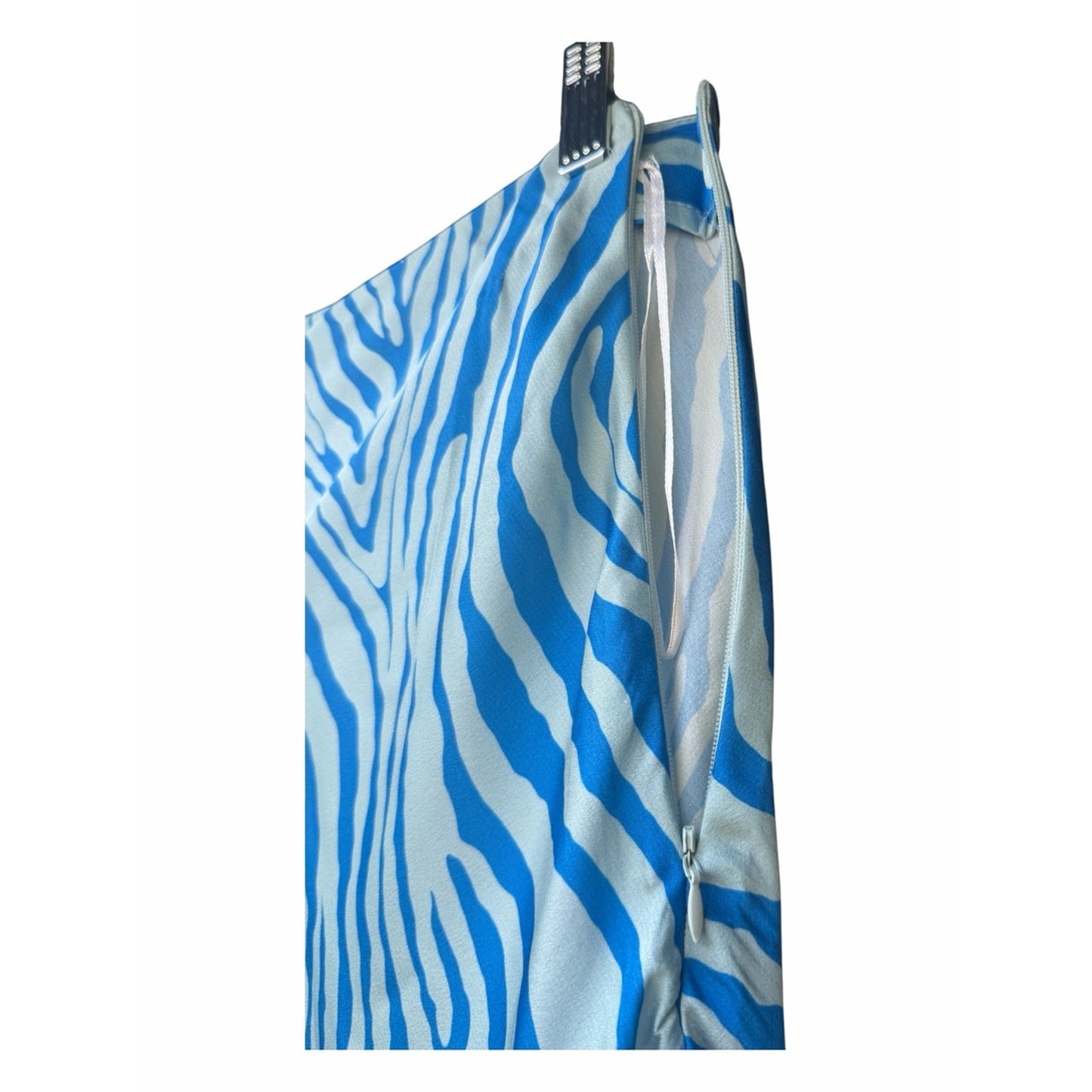 NWT Blue Ivory Zebra Print Midi Skirt Size M Coastal Resort Vacation Style
