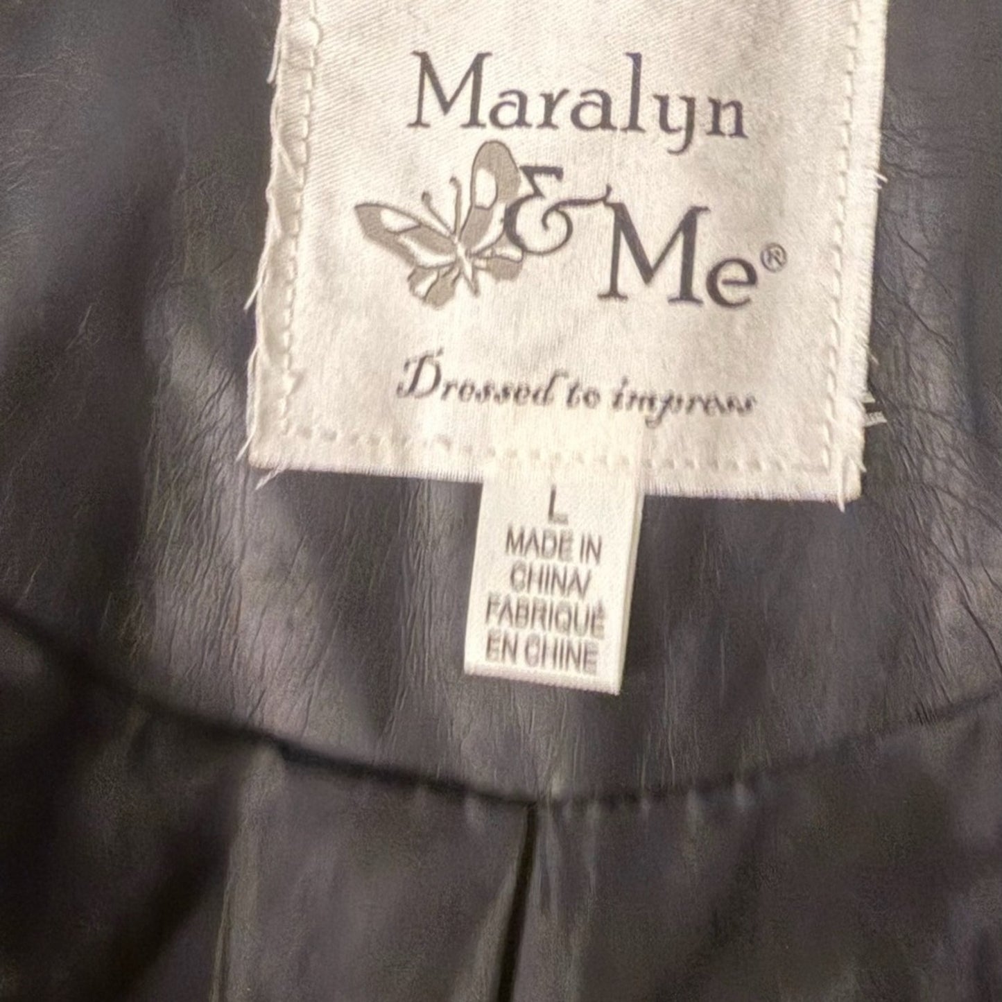 Vegan Leather Moto Jacket (Women’s L) Zip Front Black NWT