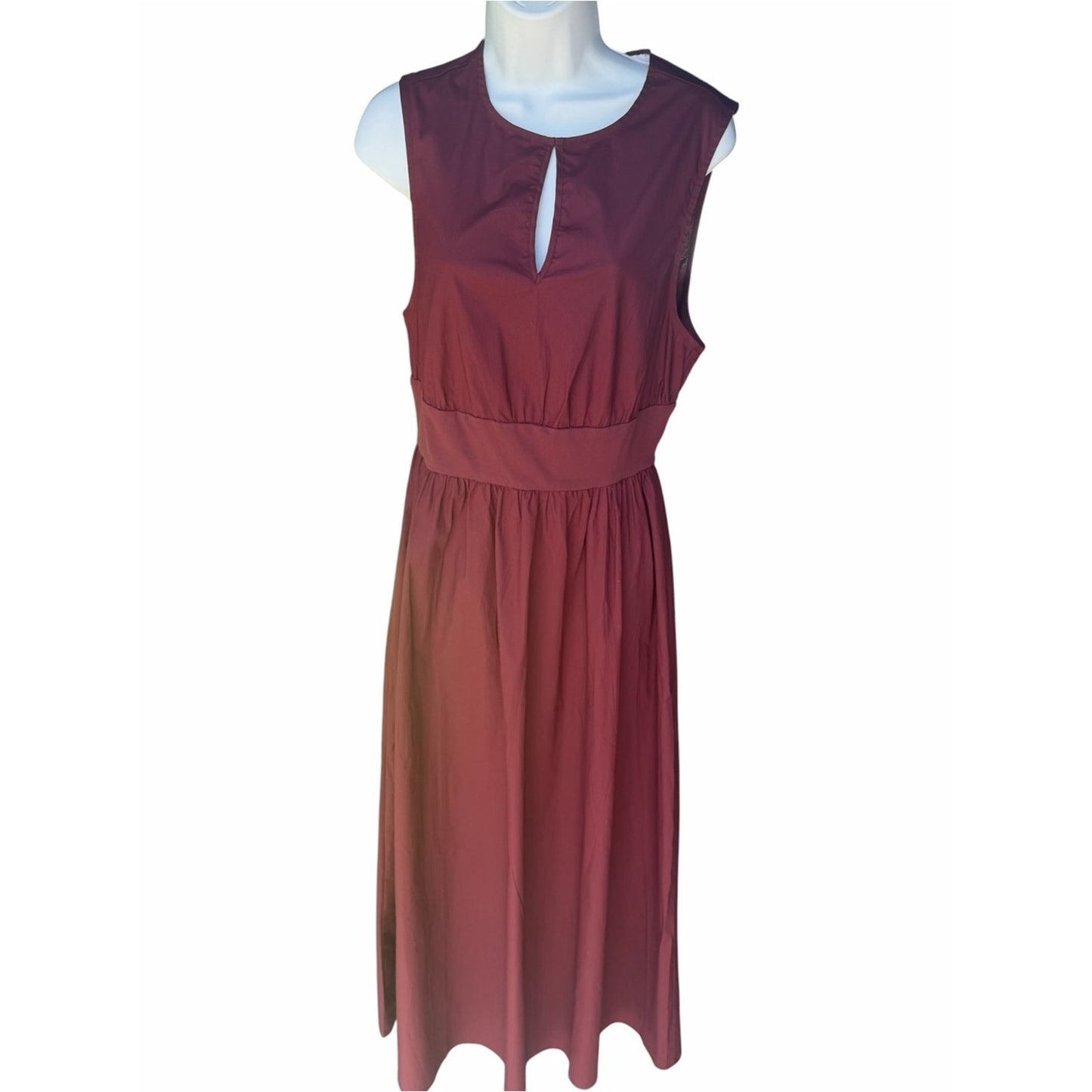 WeWoreWhat Wine Color Cotton Poplin Maxi Dress M Fit & Flare NWT