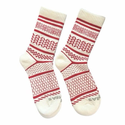 Bombas 2 Pair Socks Size M 

Fairisle Ankle Red & Cream
