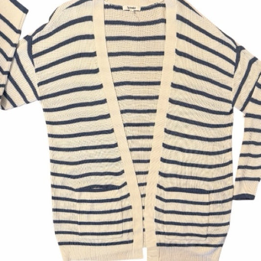 Splendid Collections Luna Striped Cardigan Long Sleeve Blue /White Size L