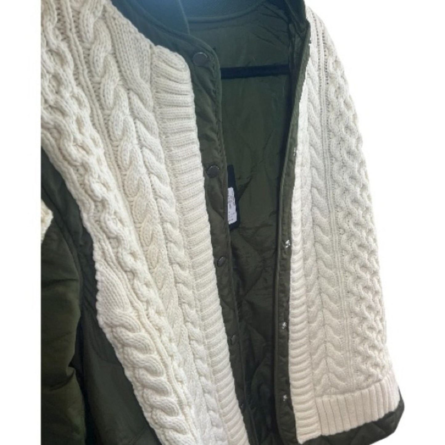 NWT Rag & Bone Winnie Mixed Media Jacket - Cream & Olive Woman’s size Med