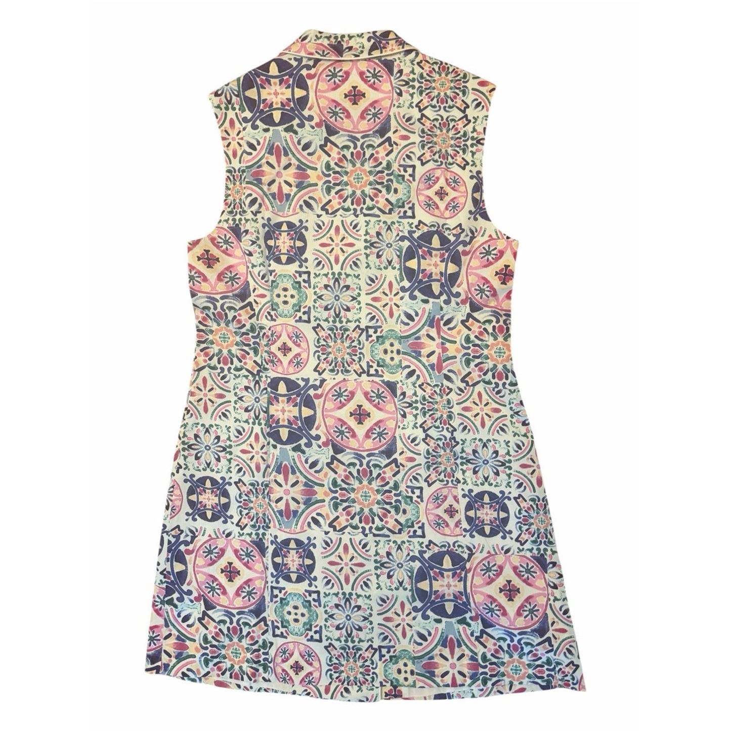 Hermoza Martina Dress NWT Large Mosaico Tile Print Sleeveless Blazer Vest Dress