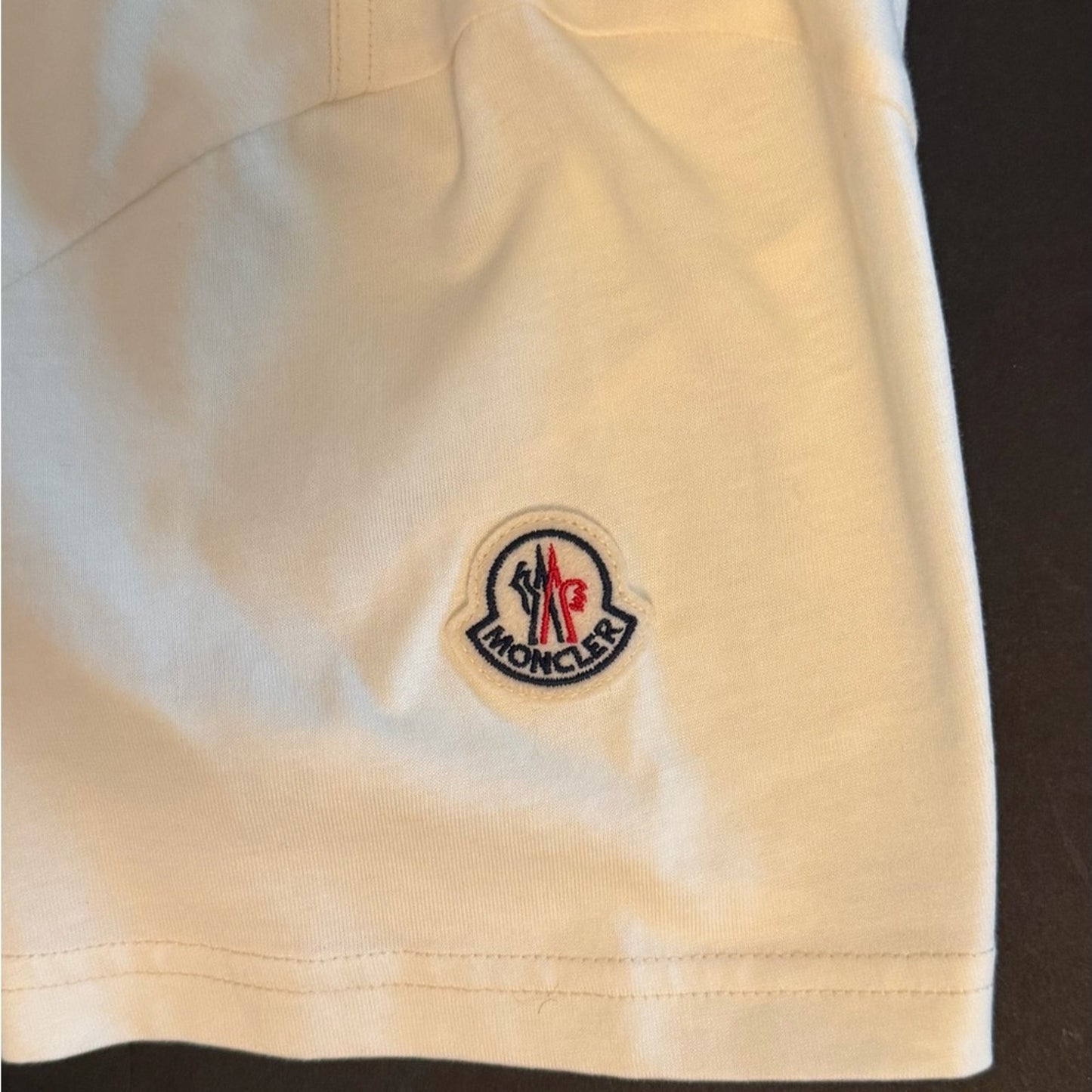 Moncler Cream Logo T-Shirt XL NWT Embroidered Script Minimalist Quiet Luxury Tee