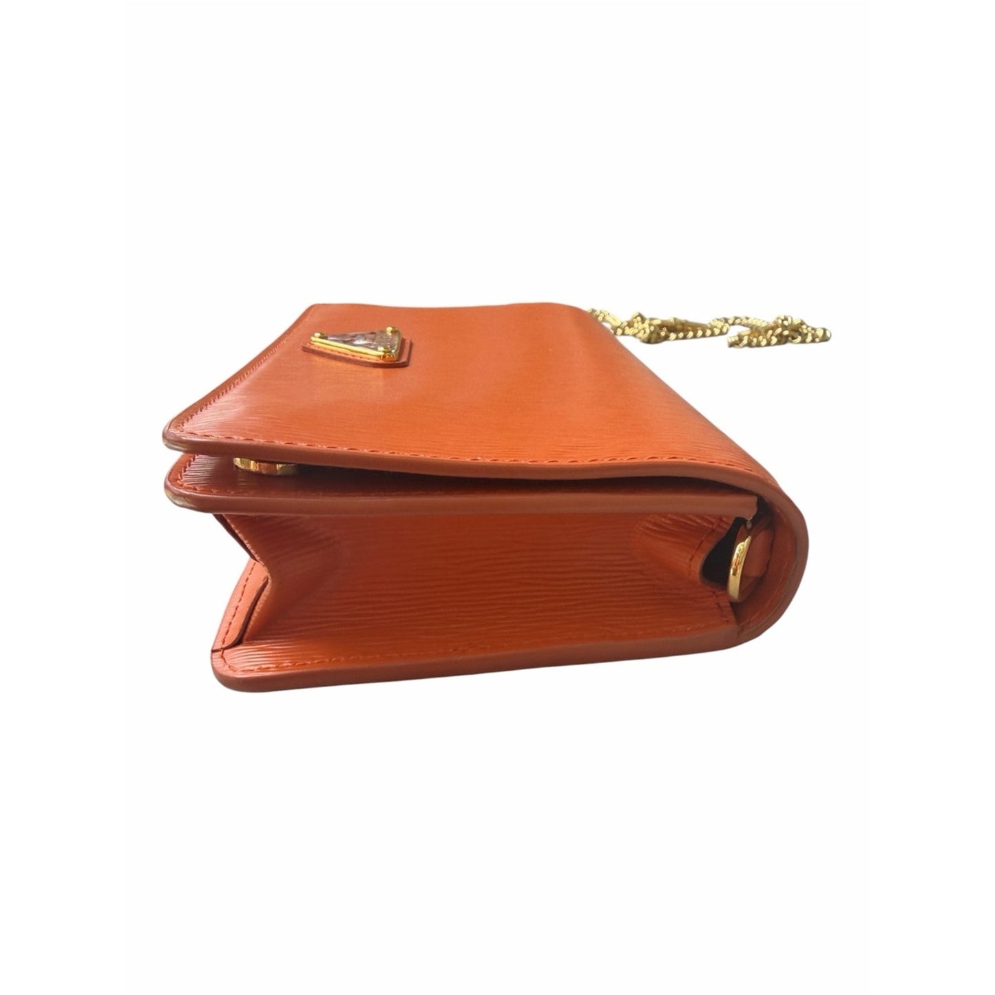 PRADA Vitello Move Papaya Wallet on Chain Crossbody Bag WOC w Dust Bag & Cards