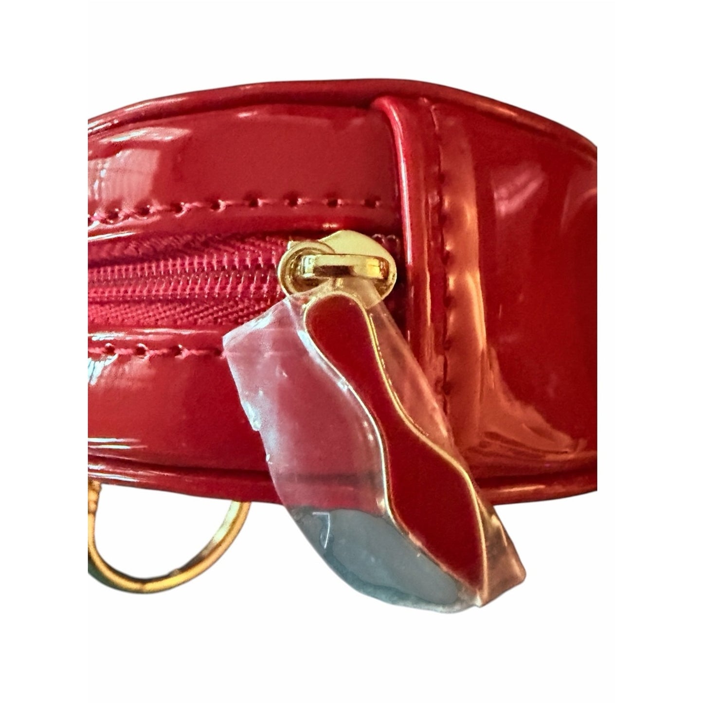 NEW Christian Louboutin Patent Red Keychain & Compact Holder Bag Charm