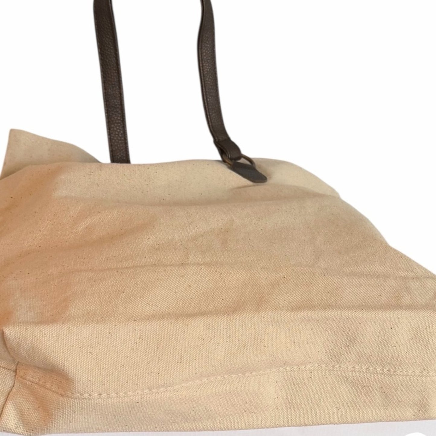 Billie Eilish “Eilish” Cotton Canvas Tote Bag Brown Faux Leather Handles