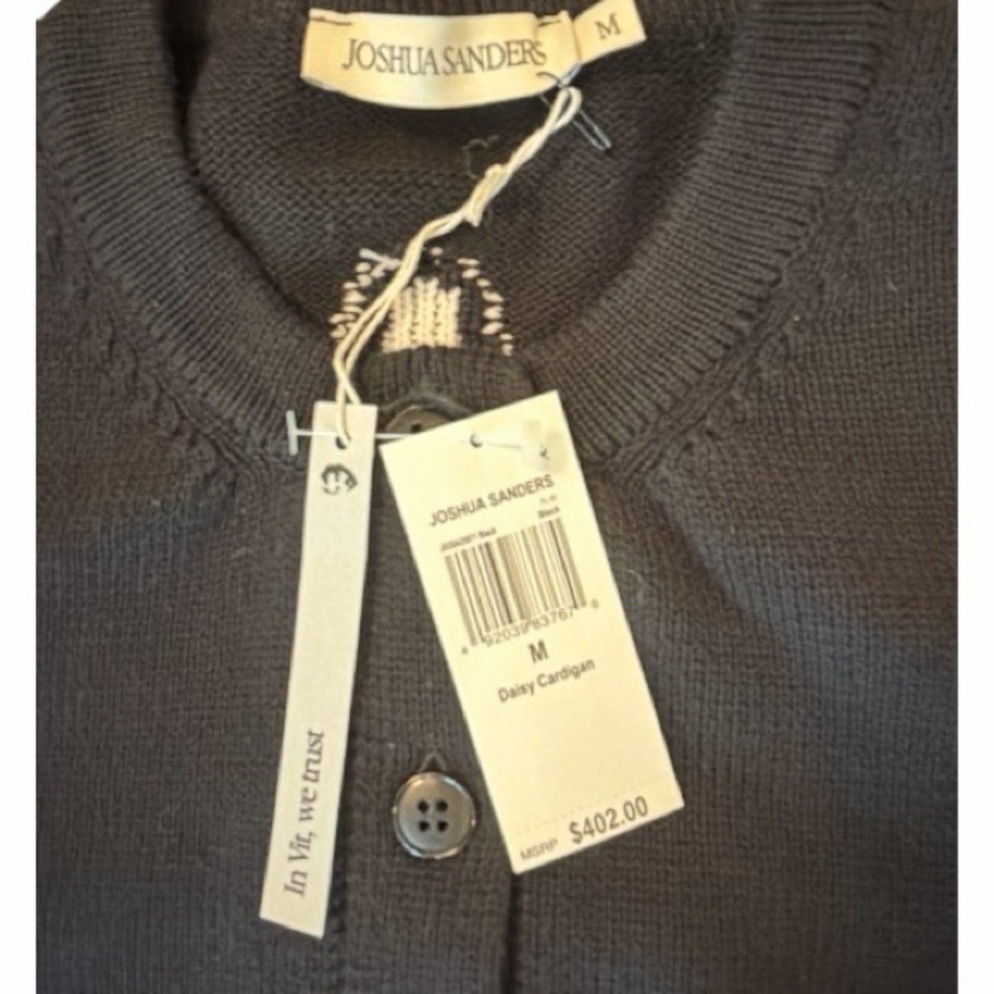 Joshua Sanders Navy Blue Cardigan w/Daisy on Back NWT size Med