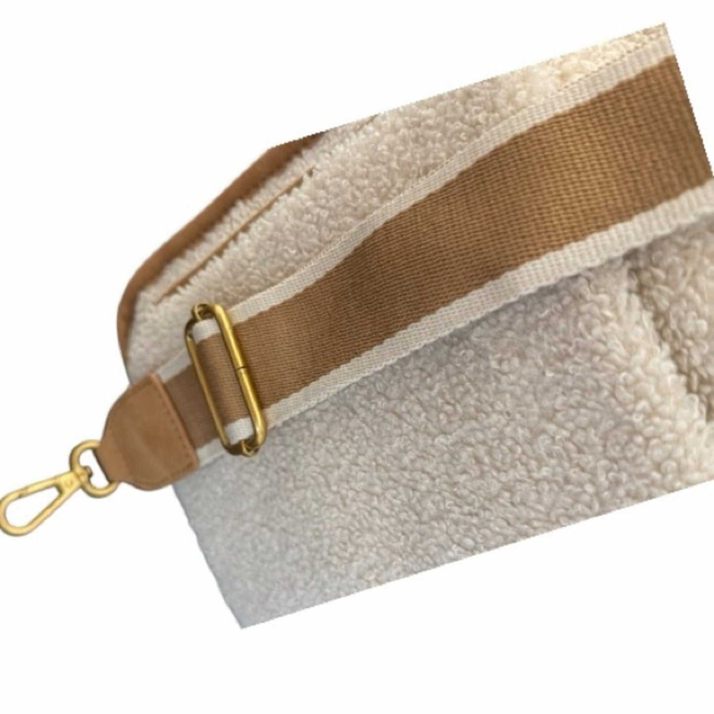Faux Fur Sherpa Fairycore Crossbody & Shoulder Bag – 2 Straps – Cream/Tan – NWT