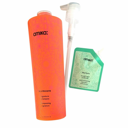 Amika Normcore Signature Shampoo Salon Size w/ pump+ Kure Repair Conditioner New