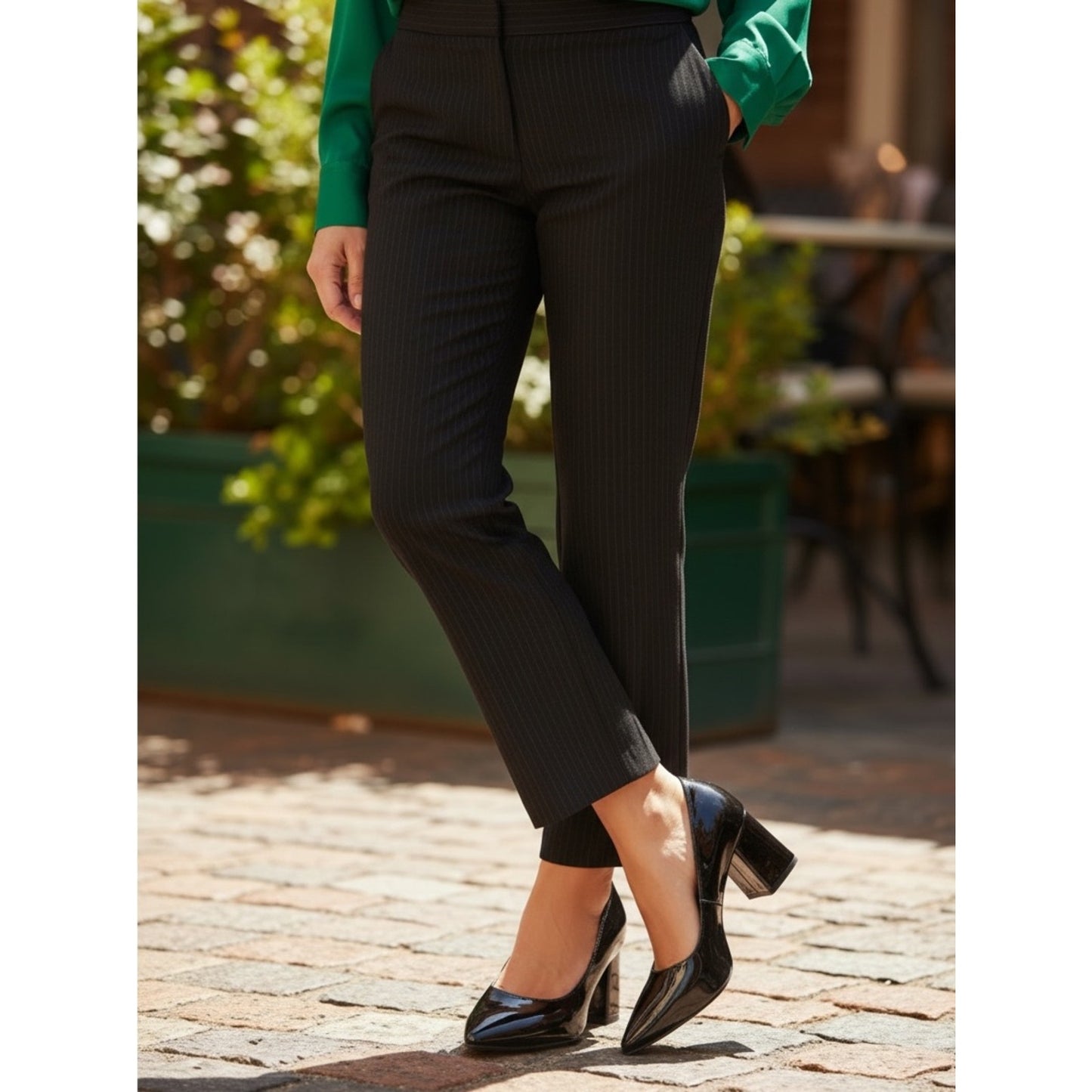 Paolo Bilson-L Black Patent Pointed Toe Block Heel Pumps 7M NIB Dust Bags
