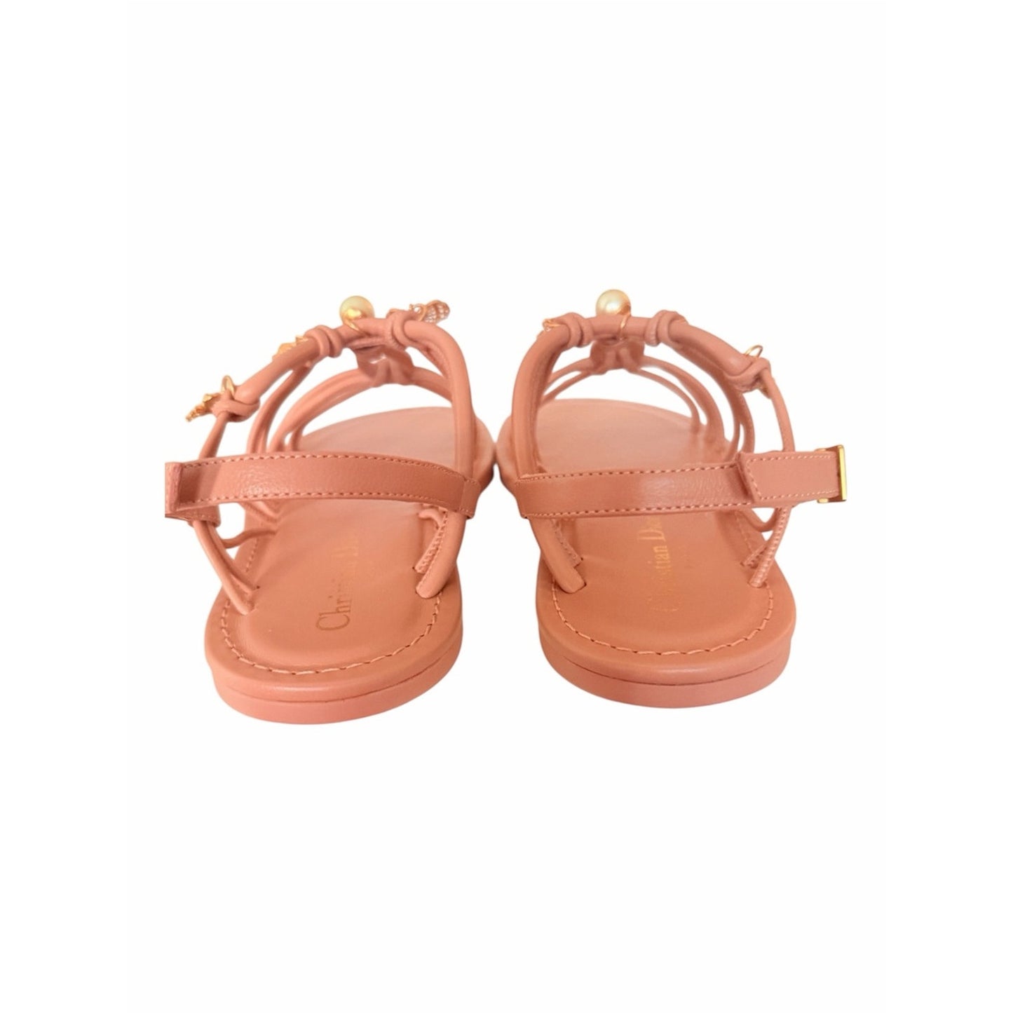 Christian Dior Lambskin Charm Sandals Dark Rose 35.5 NIB