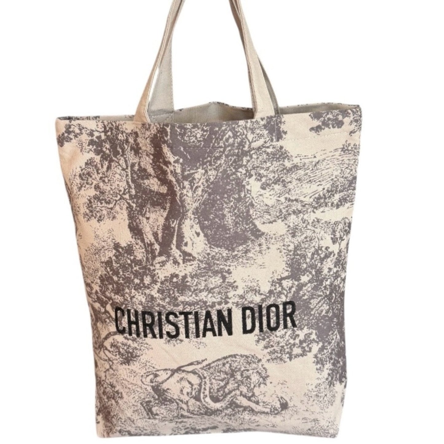 Authentic Christian Dior boutique canvas tote  Dior toile print with front logo.