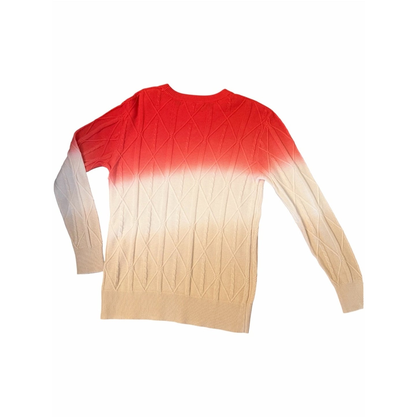 Etcetera Ombre Cotton Cable Knit Sweater NWT Medium Coastal Resort