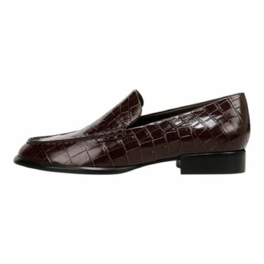 Vince Naomi Cacao Brown Croc-Embossed Leather Loafers |NIB | 7.5 | Made in Italy