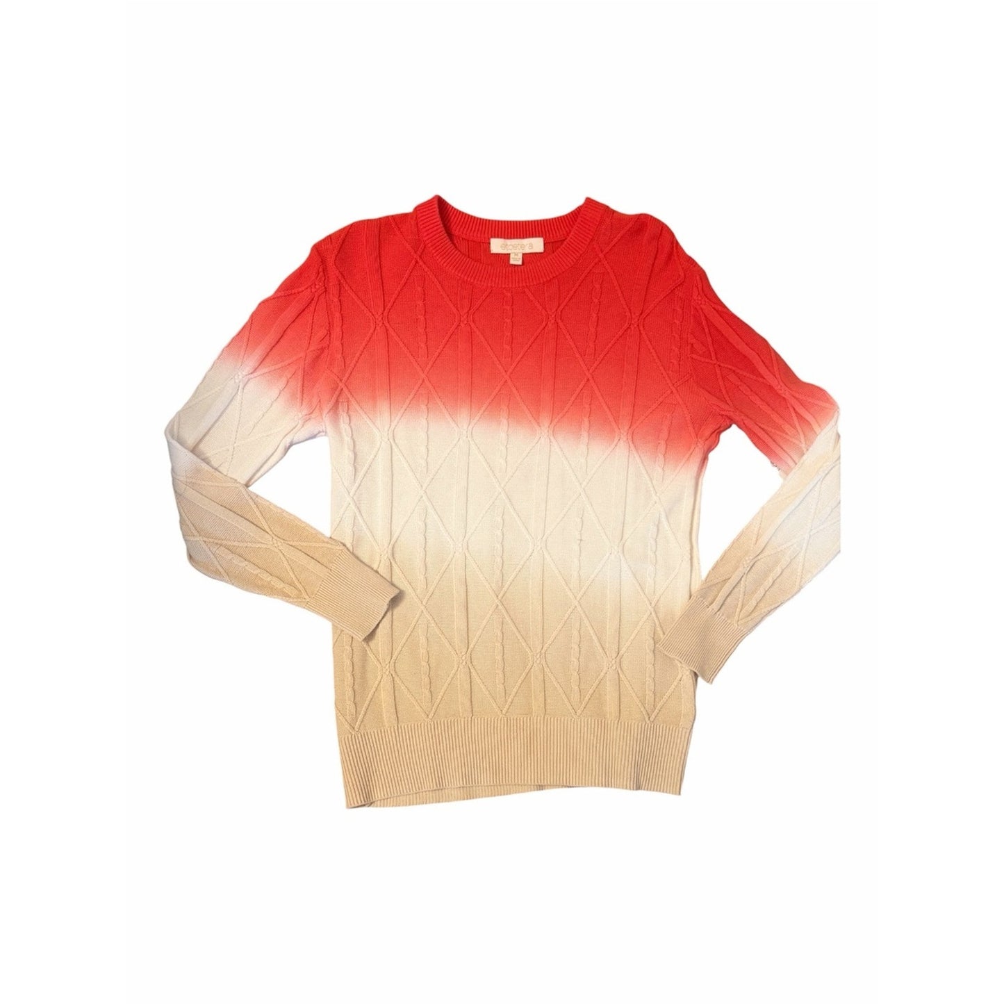 Etcetera Ombre Cotton Cable Knit Sweater NWT Medium Coastal Resort