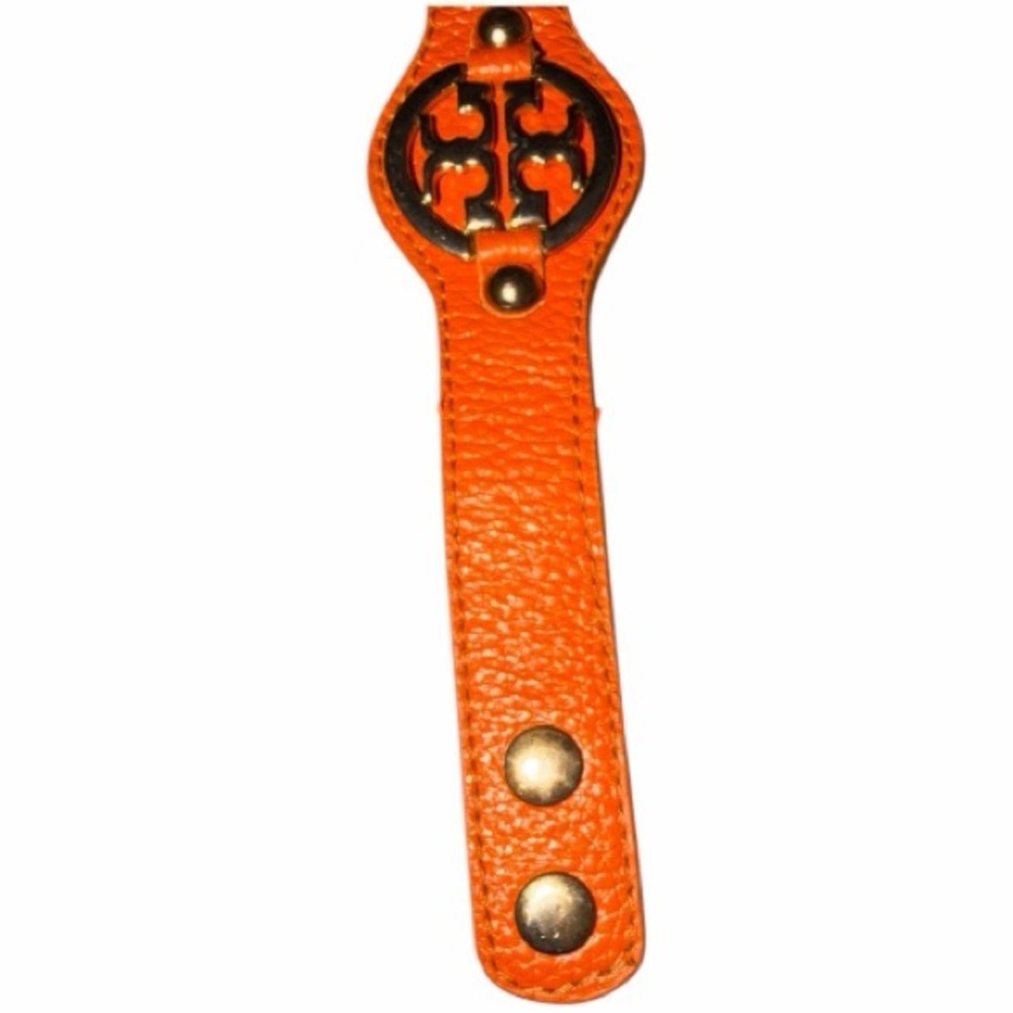Vintage Tory Burch Orange Leather Cuff Bracelet Gold Tone Hardware