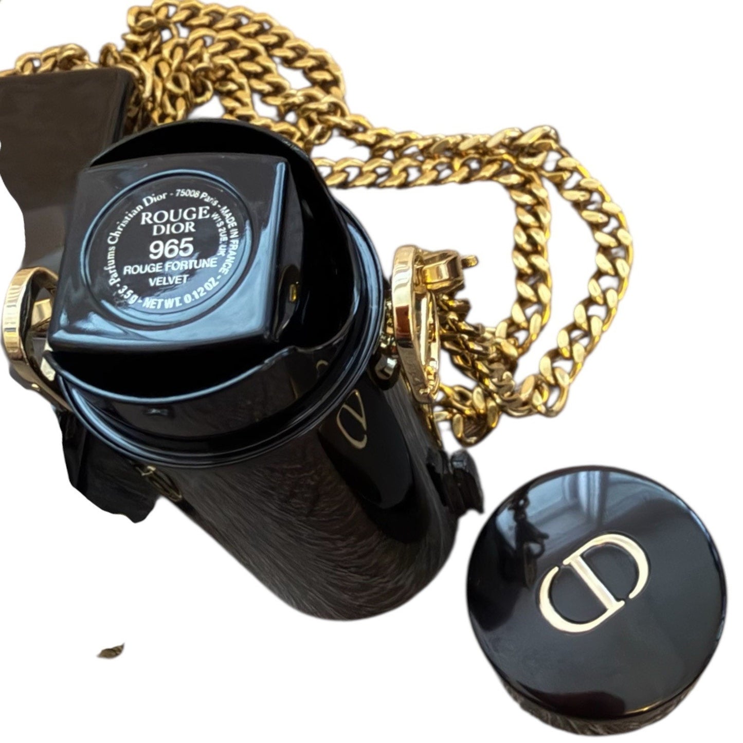 Dior Acrylic Lipstick Clutch Set w Chain + 4 Lipsticks + Duster + Box