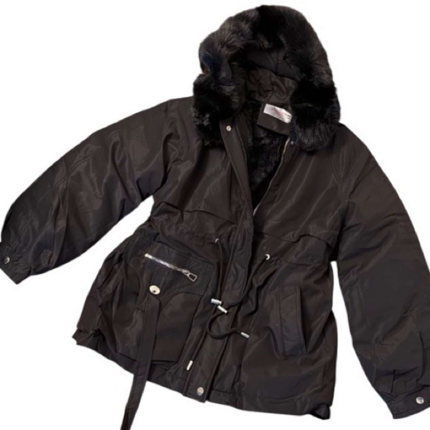 NWT XINDAIER Faux Fur Trim Hooded Parka - Black Women’s L