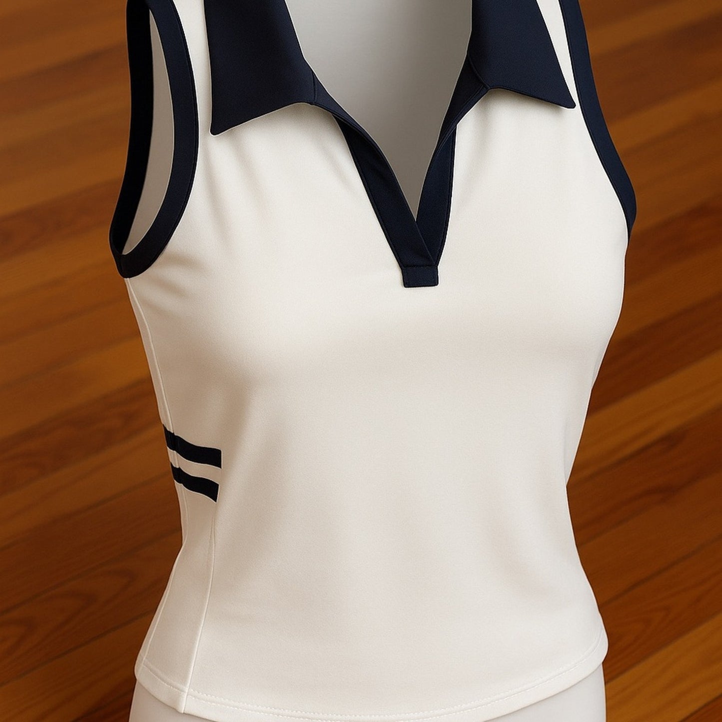 NWT Splitz 59 Austin Crop Polo - White/Indigo (M)