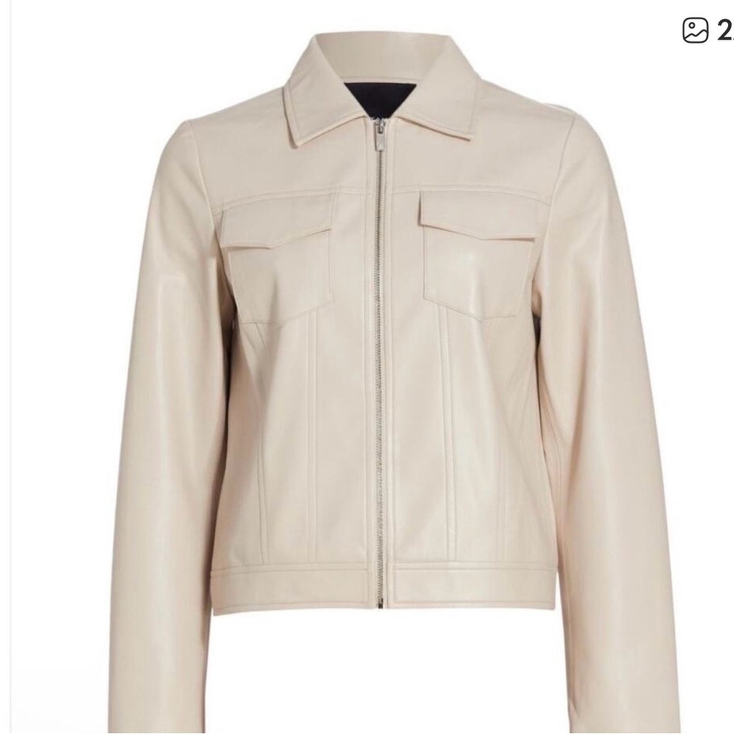 Elie Tahari "Zinc" Vegan Leather Jacket
Women's Light Tan Zip Front Size Large