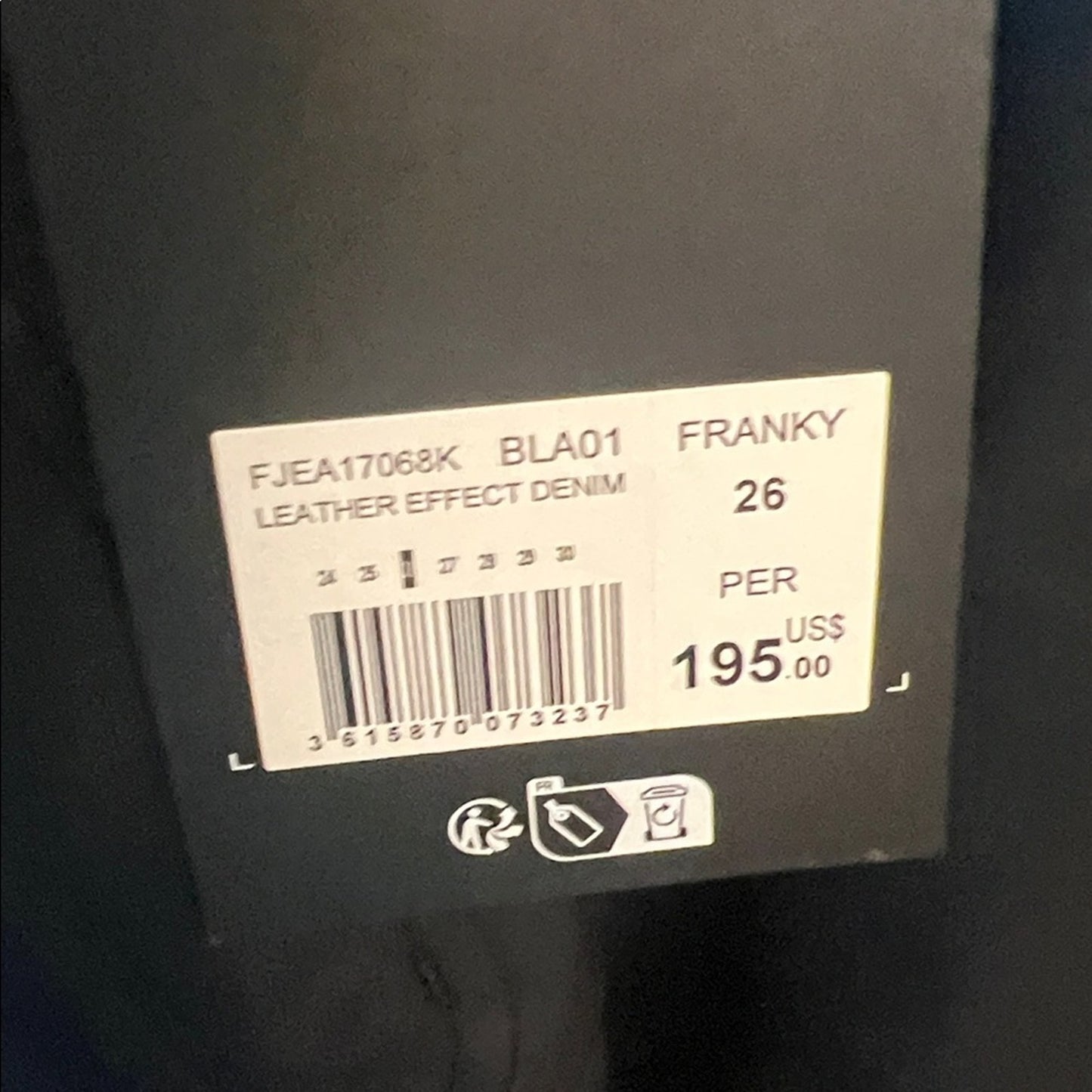 THE KOOPLES Black Faux Leather Effect FRANKY DENIM Women’s  Size 26  NWT