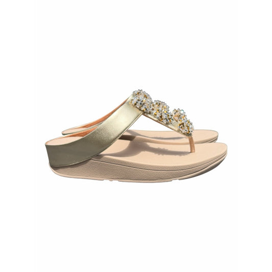 FitFlop Galaxy Embellished Toe Thong Sandals Gold Size 9 NIB Comfort Sandals