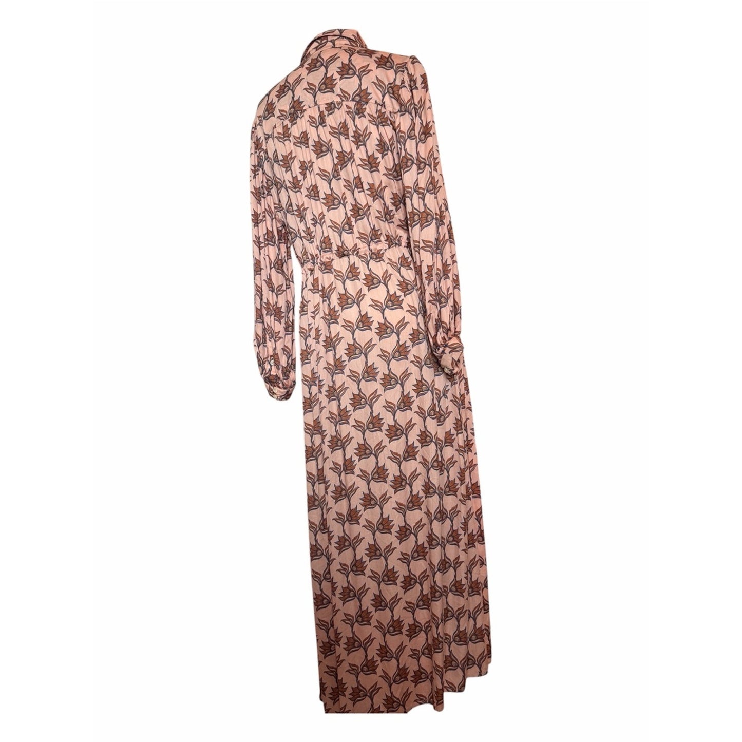 OMIKA Handmade Floral Button Front Maxi Dress Boho Anthropologie Style Small