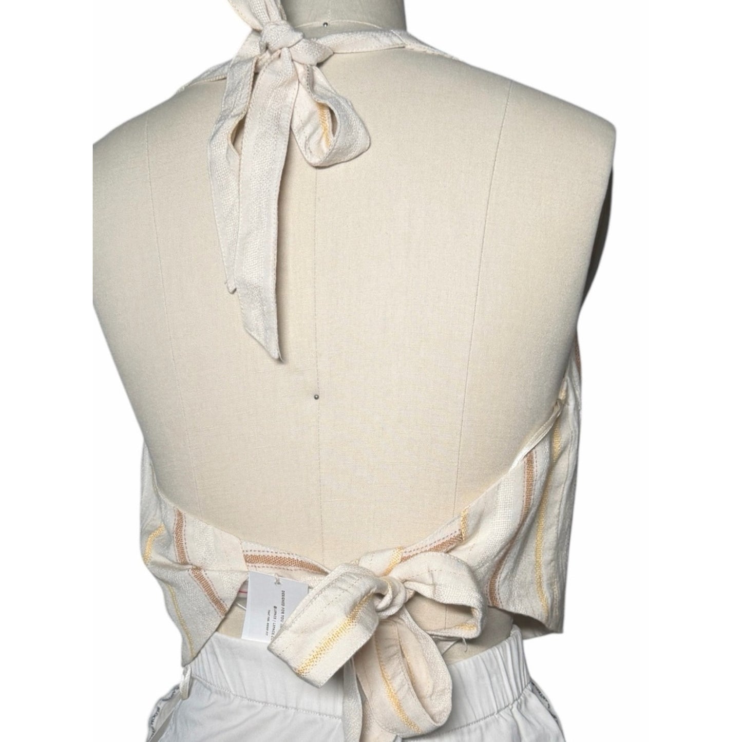 L*Space Beach House Vest NWT Medium Backless Halter Linen Blend Tie Crop Top