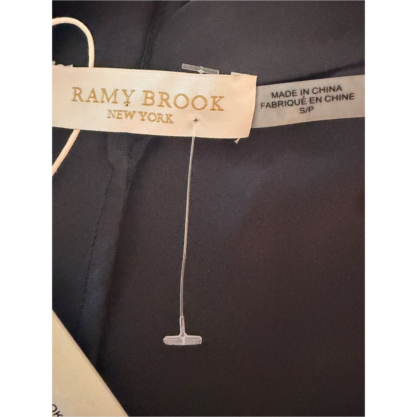 NWT Ramy Brook Jilly Black Satin Charmeuse Sleeveless V-Neck Blouse Small