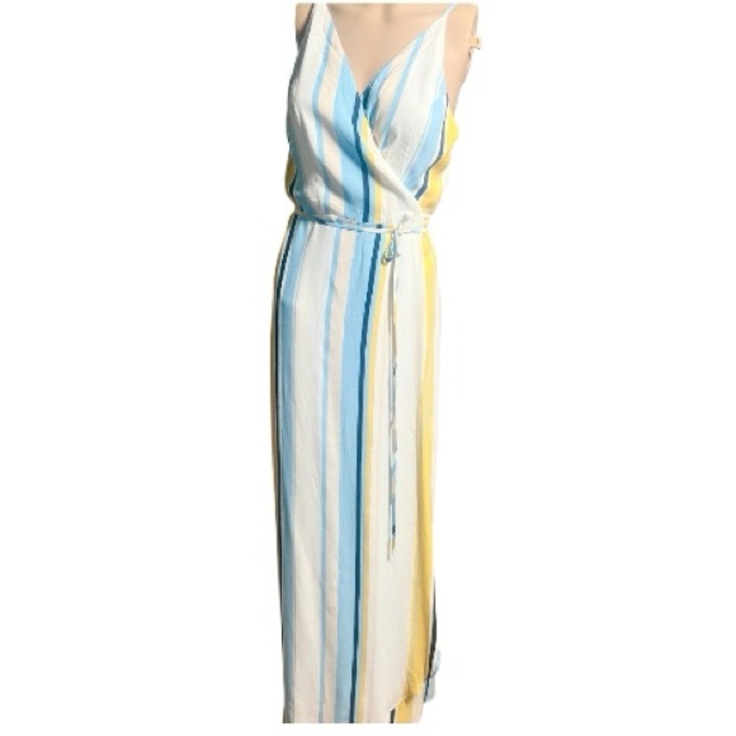 Anthropologie Rush Hour Maxi Wrap Dress Multi Color Stripe Women's Large NWT