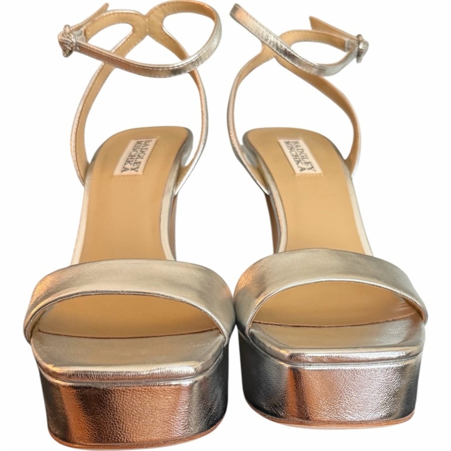 Badgley Mischka Caia Platform Heels 8.5 Silver Metallic NIB - Prom Wedding