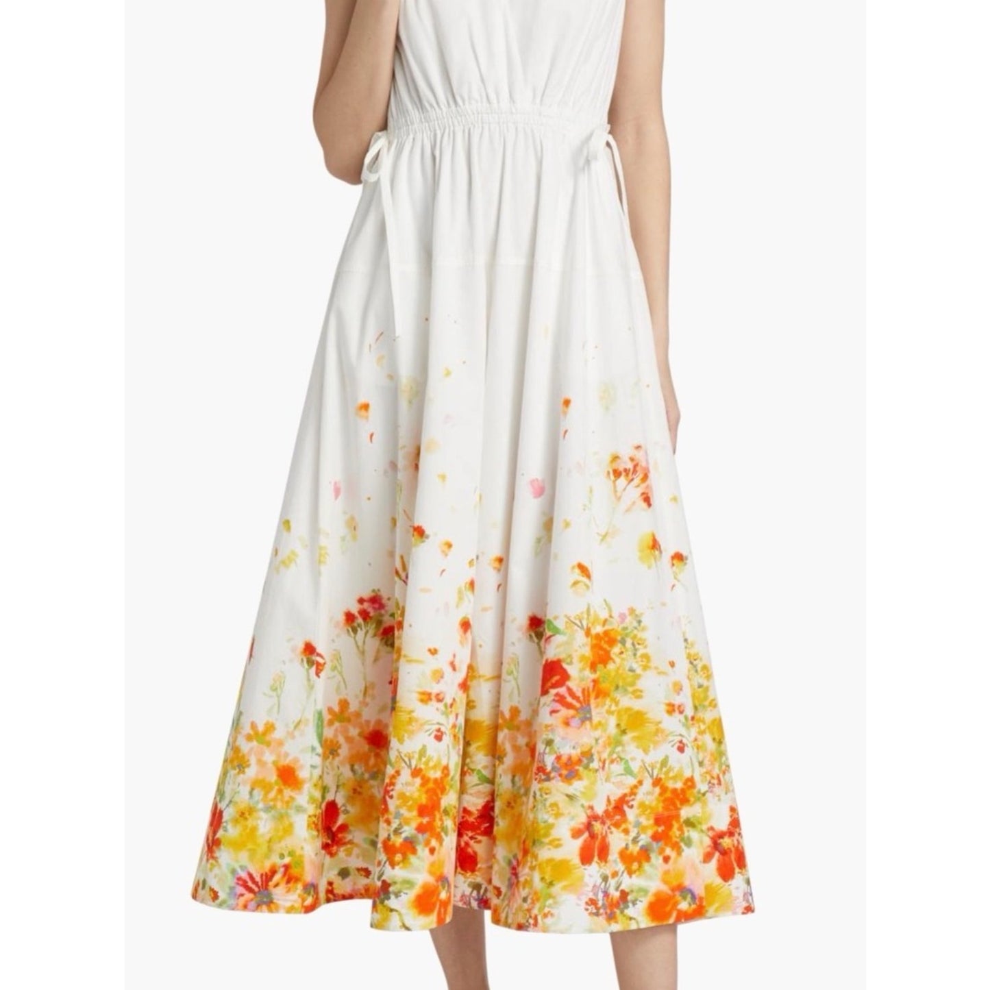 Derek Lam 10 Crosby NWT White Papaya Multi Floral Cotton Maxi Dress Size 8
