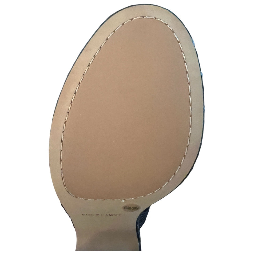 Vince Camuto Ranneli black block heel sandal  with woven bottoms