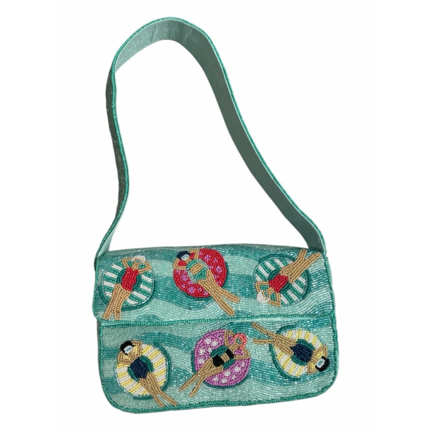 Beaded Statement Shoulder Bag | Resort Vacation Miami Art Deco Style Purse NWT