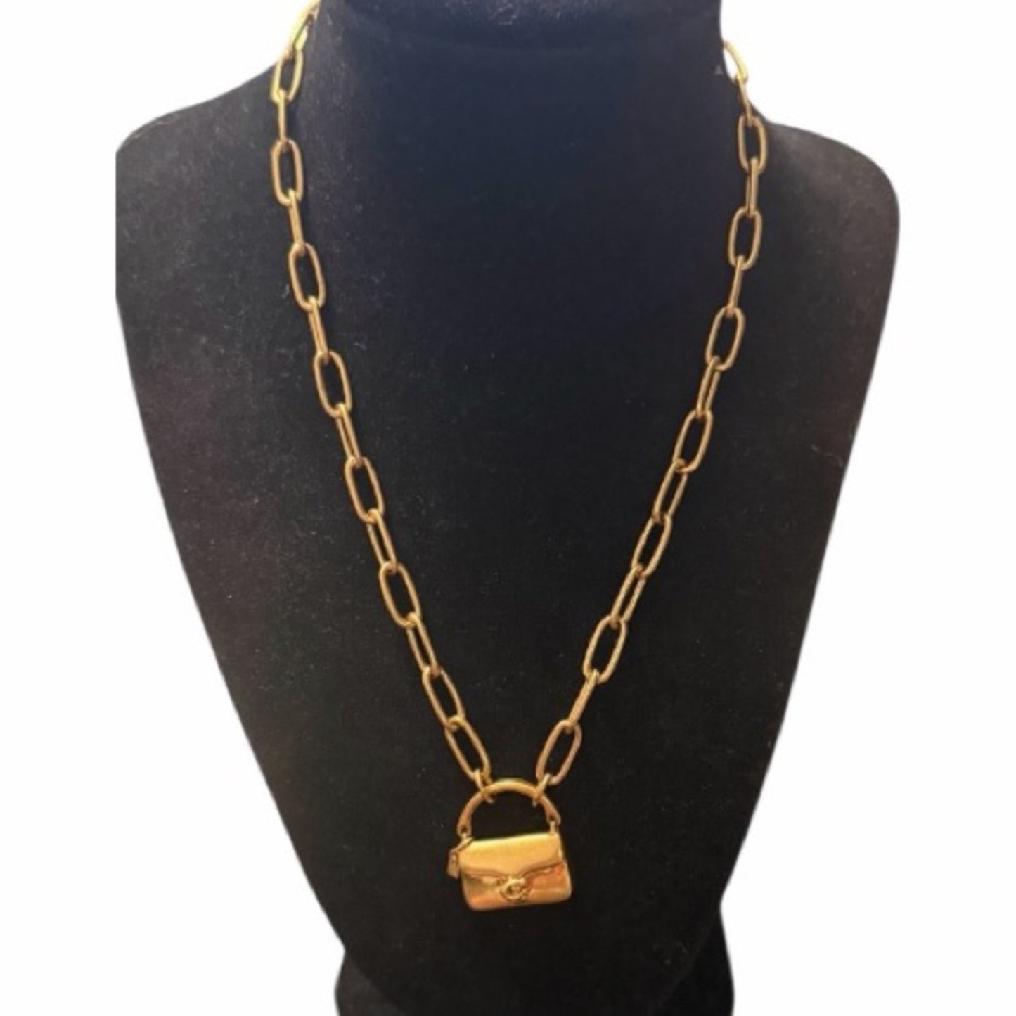 Coach Gold Tone Chain Necklace w/ Handbag Charm & Extender – NWT