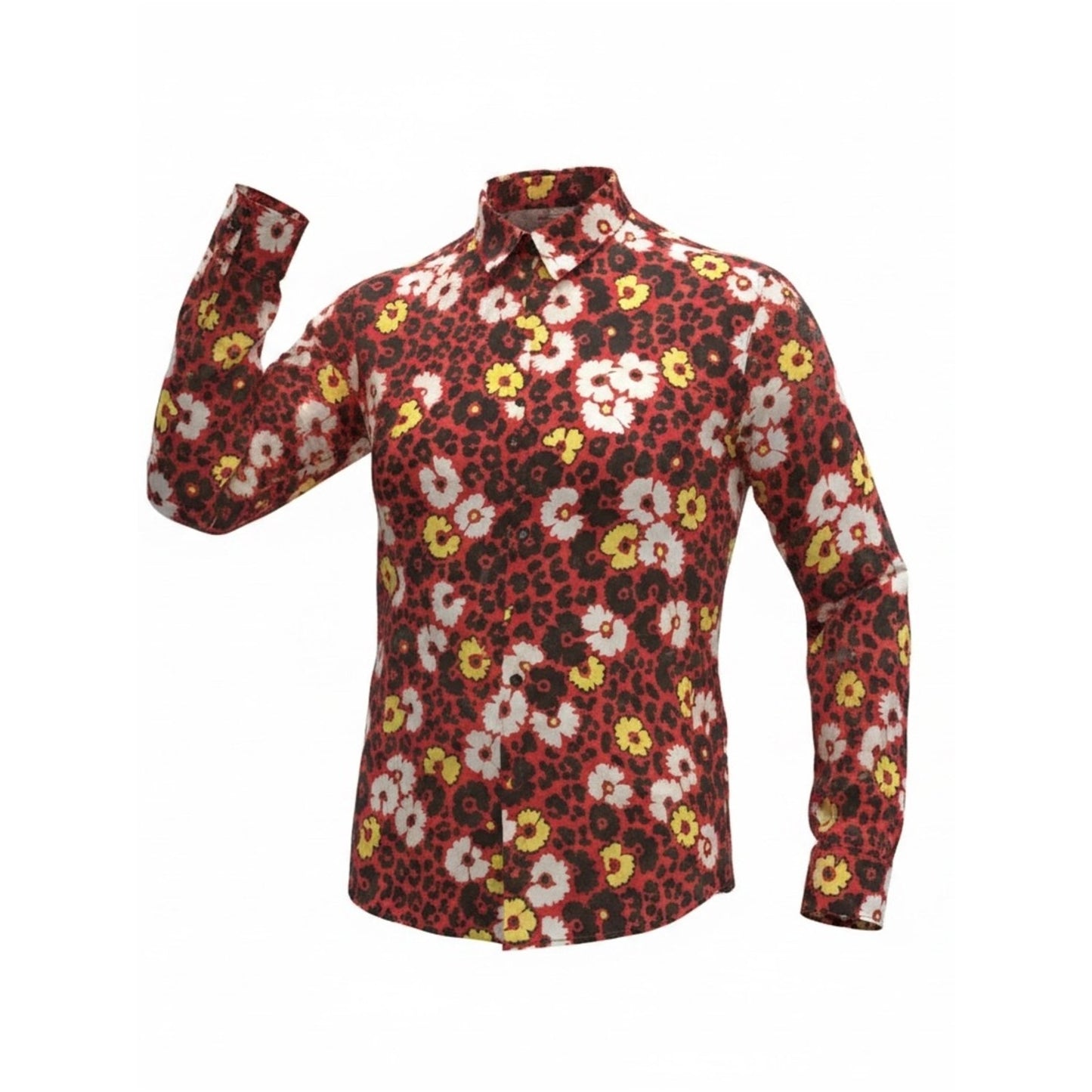 The Kooples Men’s M Animal Print Floral Button Down Shirt Slim Fit Unisex NWT