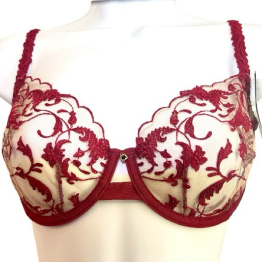 Warcoal Elegant Red Lace Underwire Bra 32D NWT